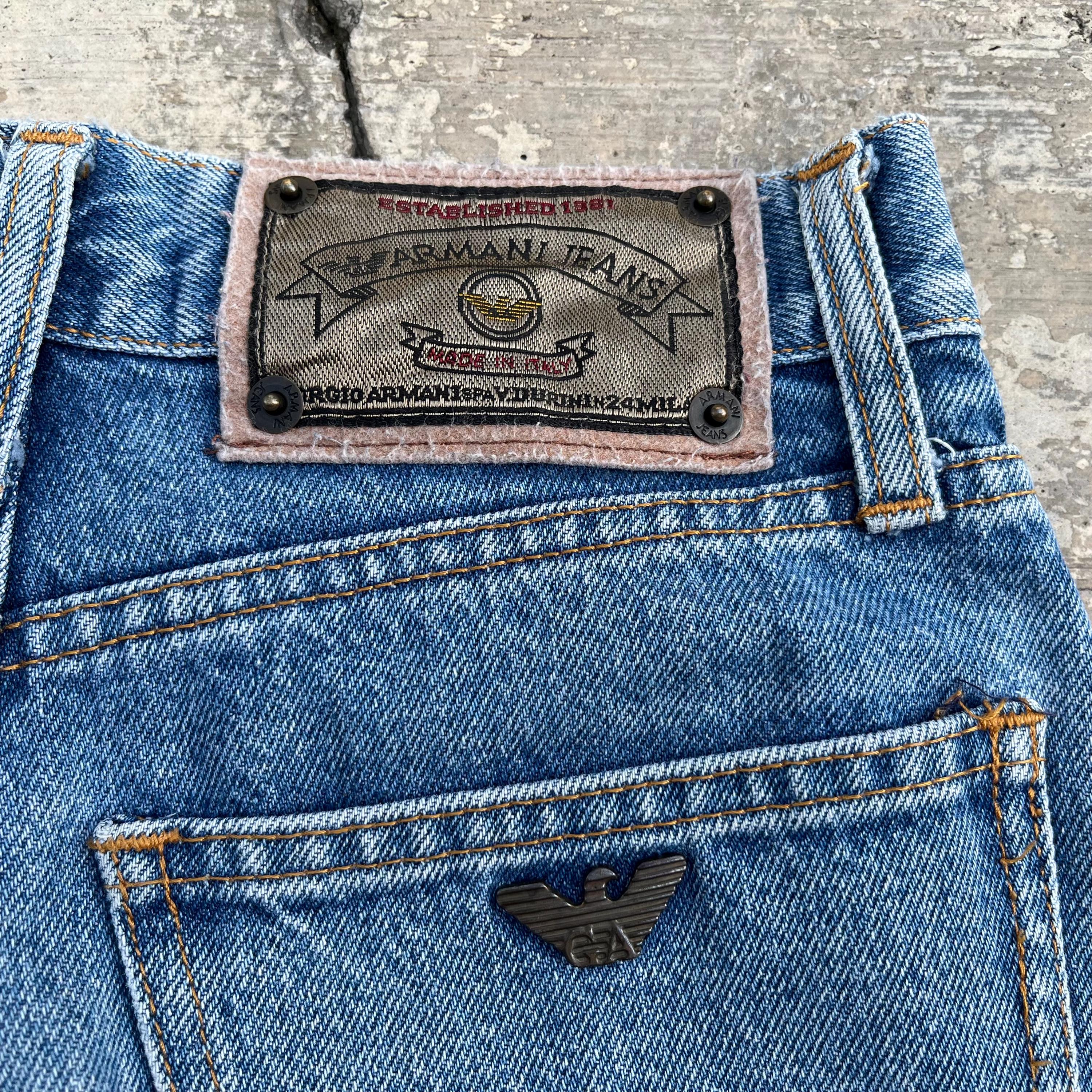 Vintage 90s Giorgio Armani Jeans Light Wash Denim Jeans Size 26x31