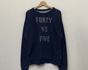 45 U/min, japanische Marke, indigogefärbter Stoffpullover, Rundhals-Sweatshirt, Größe L, 45 U/min, hergestellt in Japan