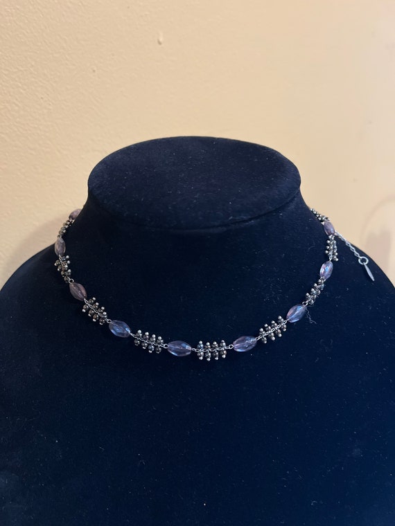 Liz Claiborne Beaded Necklace - LC Gray and Silver