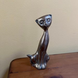 Vintage Solid Brass Cat Figurine - Taiwan