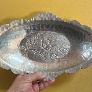 Rodney Kent Oval Hand Wrought Aluminum Relish Tray -  Tulip Design
