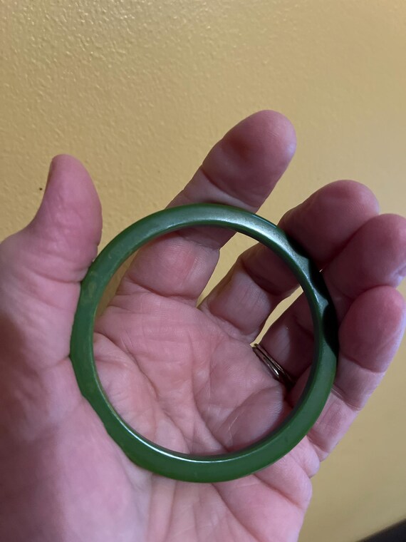 Thin Green Bakelite Bangle - image 2