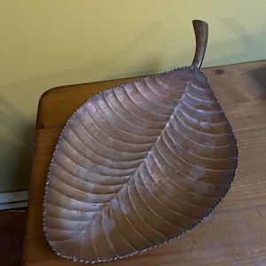 Large Copper Tone Leaf Bowl