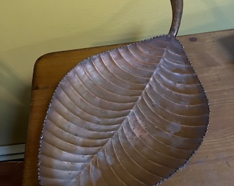 Large Copper Tone Leaf Bowl