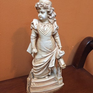 Young Woman on Stairs Figurine - Vintage Young Lady Figurine