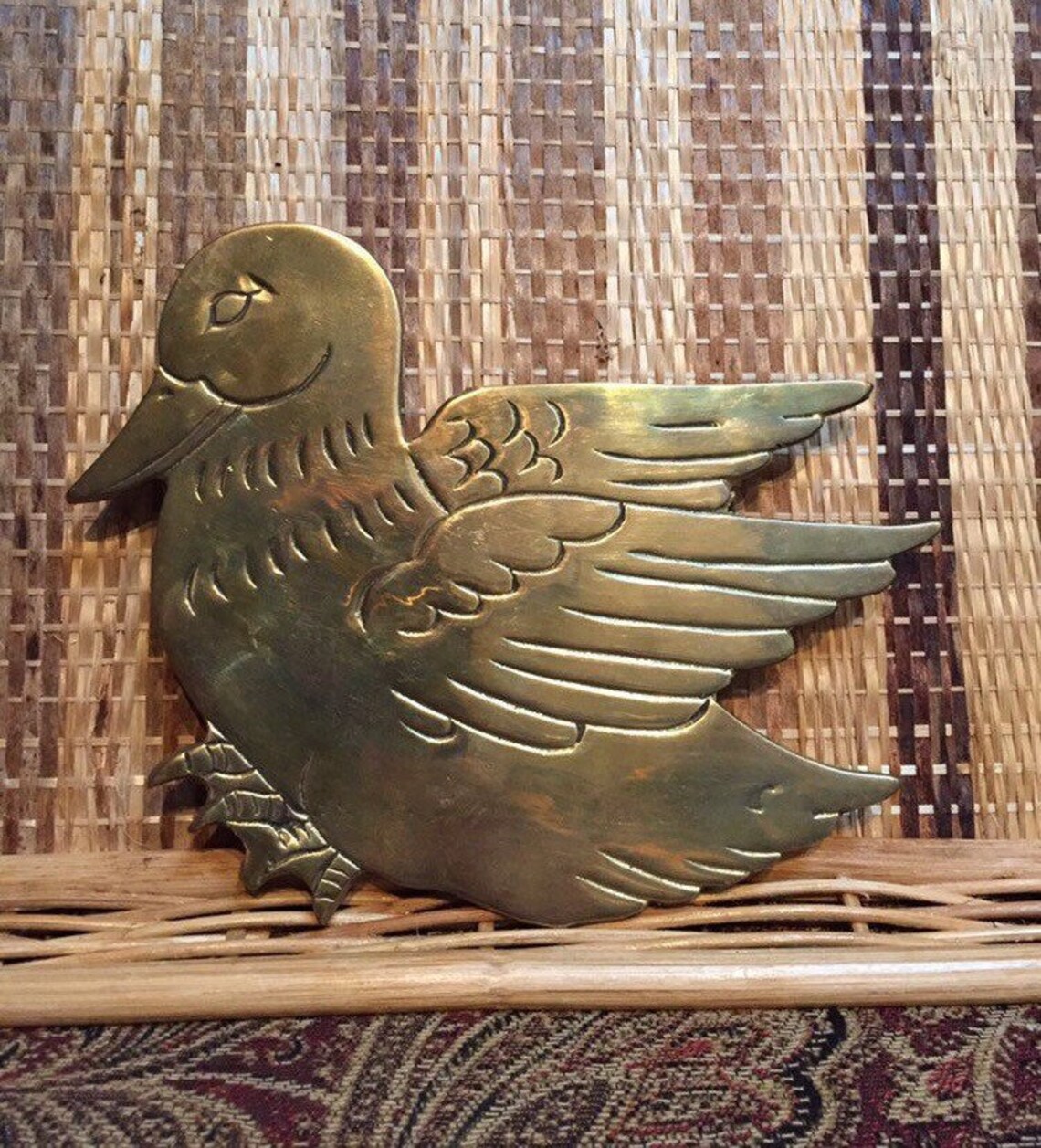 Vintage Solid Brass Duck Trivet Brass Bird Trivet Etsy