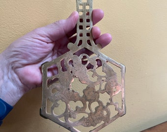 Asian Solid Brass Hexagon Trivet -