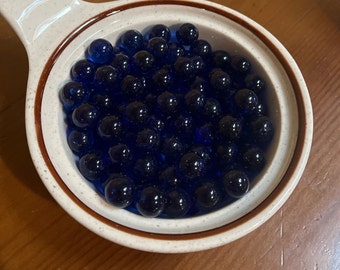 124 Vintage Dark Cobalt Blue Marbles - 5/8 Inch Diameter