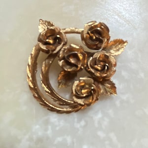 Coro Gold Tone Floral Brooch