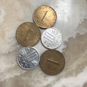 5 Vintage Austrian Coins - 3 Schillings and 2 Groschen