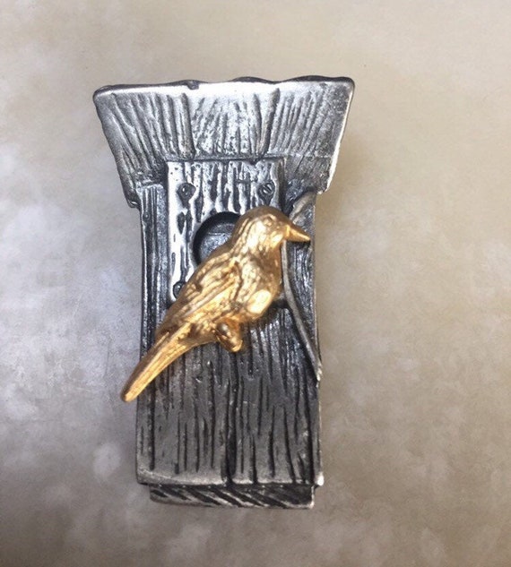 M. Bastin  Pewter Birdhouse Pin - Marjolein Basti… - image 1