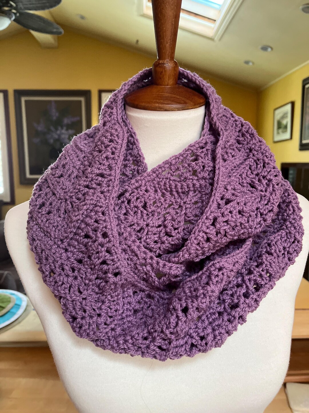 Hand Crocheted Light Purple Infinity Scarf - 54" by 8" - Etsy