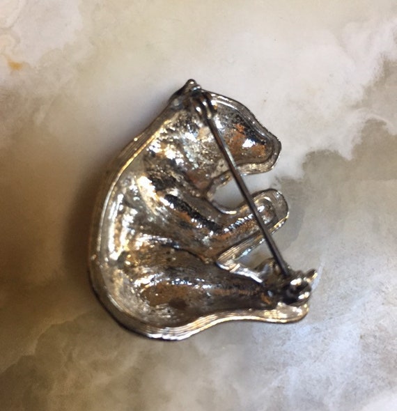 Rhinestone Panda Bear Pin: Black Enamel Brooch - image 2