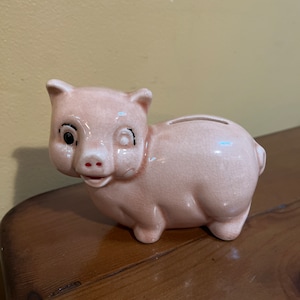 Vintage Pink Ceramic Piggy Bank - U.S.A.