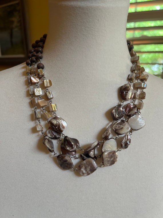 NY Brown and Beige Multi Strand Necklace