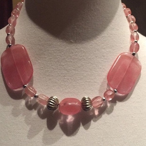 Frosted Pink Beaded Choker Necklace - 16&quot;