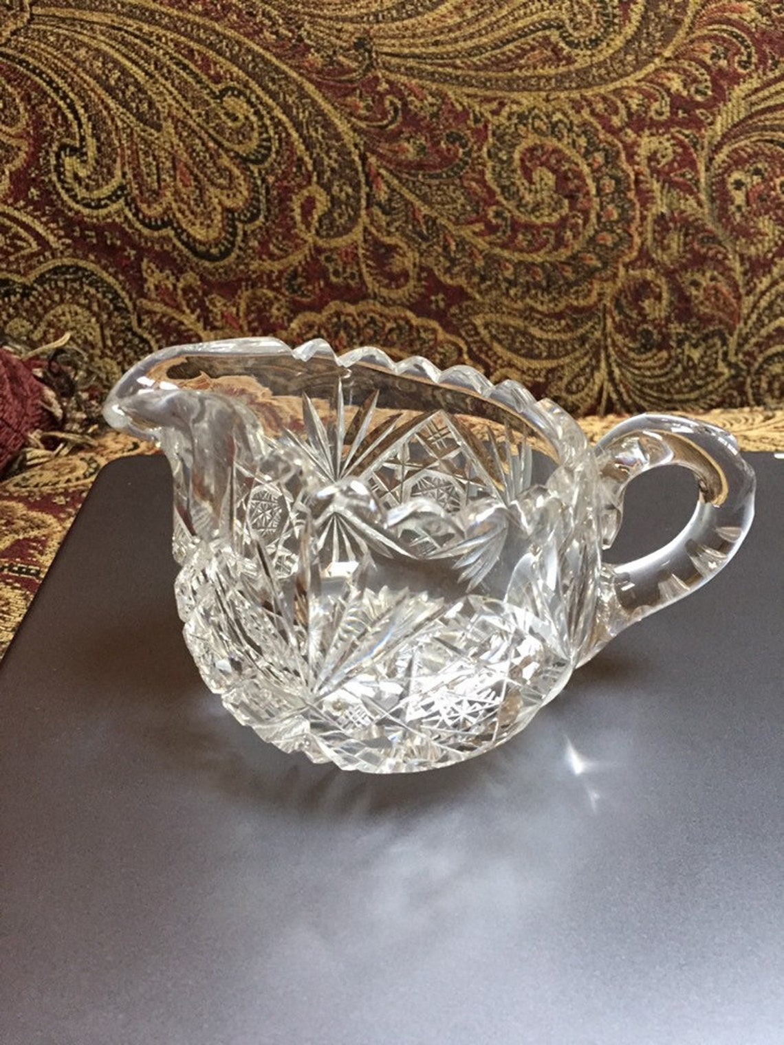 Vintage Cut Glass Crystal Creamer Lead Crystal Creamer Etsy