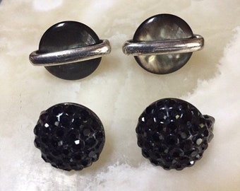2 Pairs of Carolee Black & Gray Clip On Earrings