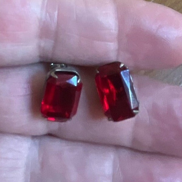 Faux Ruby Push Back Earrings