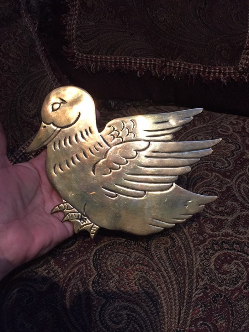 Vintage Solid Brass Duck Trivet Brass Bird Trivet Etsy