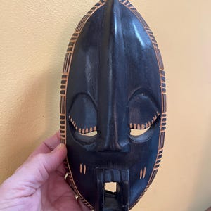 Small Vintage Oval Wooden Mask - Handcrafted in Ghana