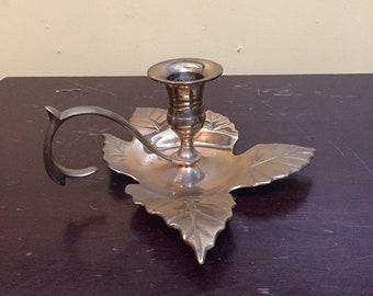 Solid Brass Leaf Shaped Chamber Candlestick