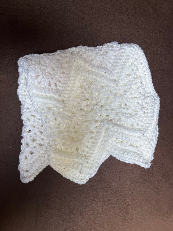 White Crocheted Doll Blanket Fishermans Net Pattern Etsy Canada