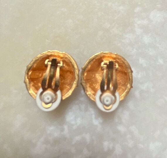 Anne Klein Enameled Gold Tone Clip On Earrings - … - image 2