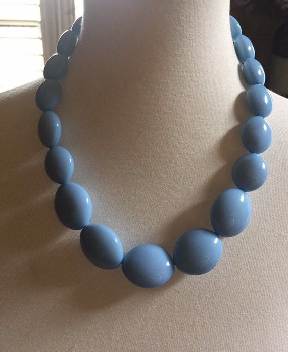 VCLM Light Blue Flat Beaded Necklace - VCLM  Light