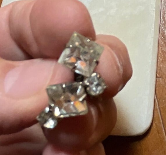 Coro Faux Diamond Screw Back Earringd - image 4