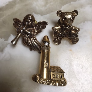Three Camco Tack Pins - Bear, Angel, and Lighthouse Tack Pins