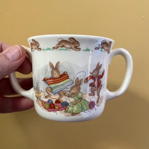 Royal Doulton Double Handled Bunnykins Cup - English Fine Bone China Cup