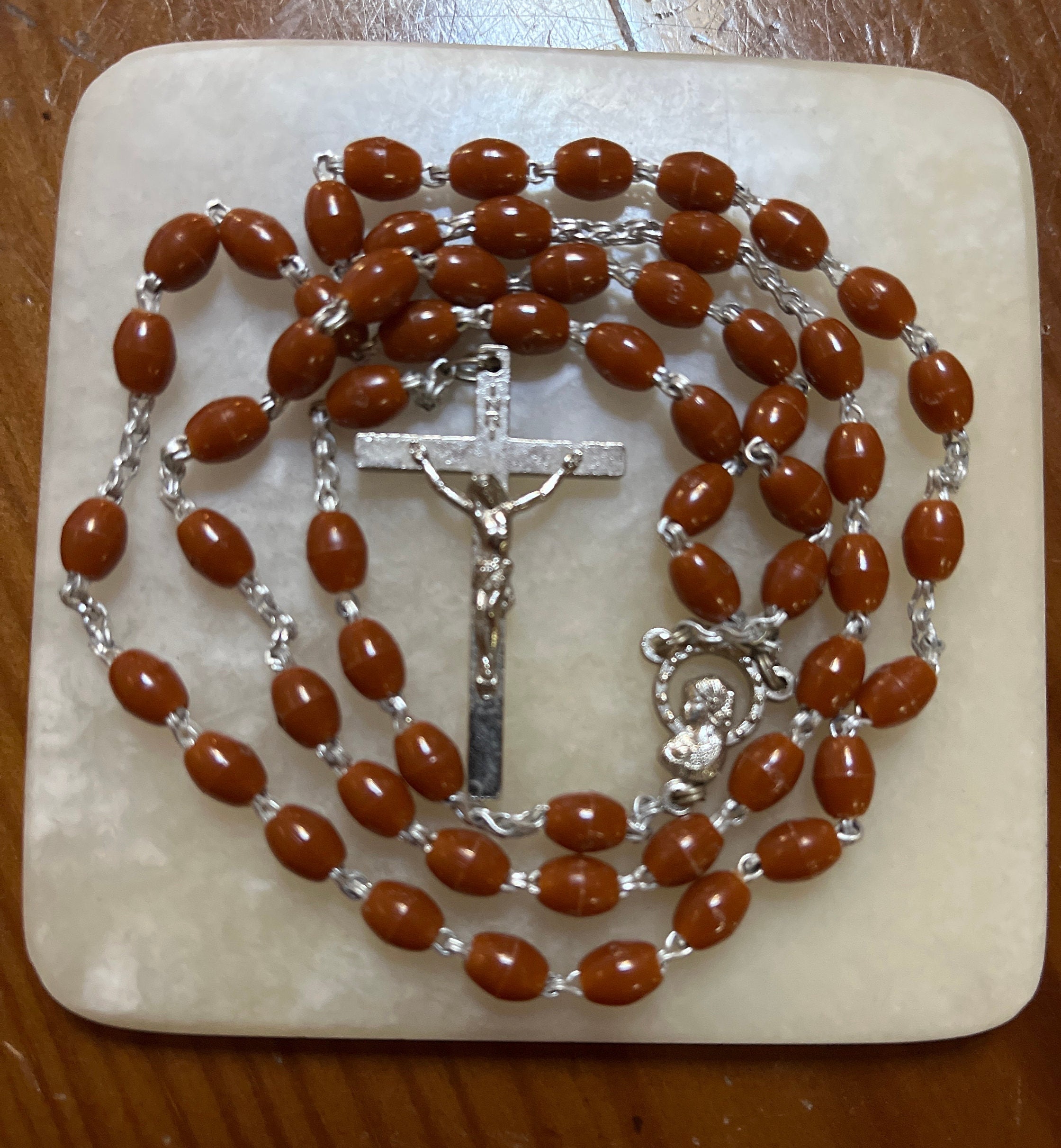 Vintage Brown Beaded Rosary