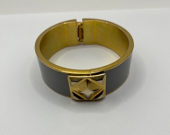Vince Camuto Hinged Bangle - Gold Black & White Diamond Pattern - Etsy