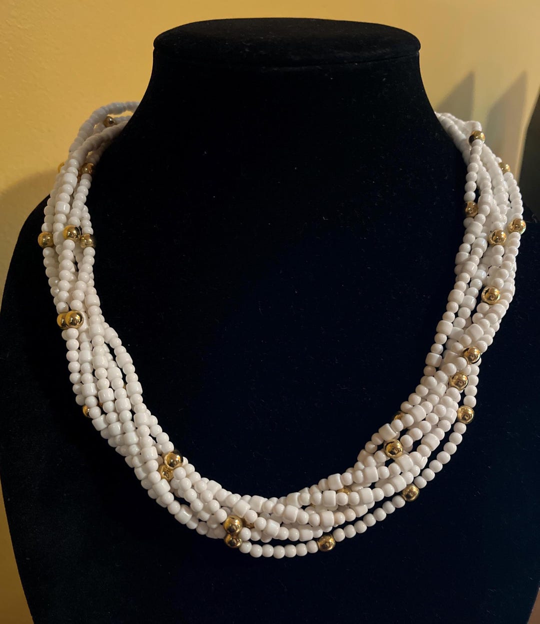 Monet White Gold Beaded Multi-strand Choker Necklace
