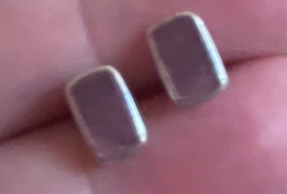 Monet Small Rectangular Pink Stud Earrings - image 2