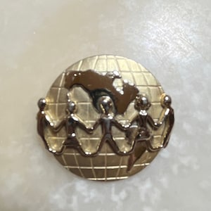 Vintage AJC Gold Tone Children Around the World Brooch