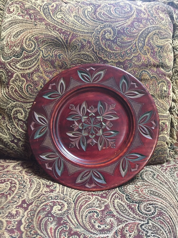 Vintage Rosemaling Wooden Polish Plate Zakopane 1938 Etsy