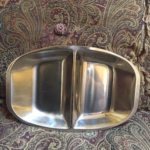 Dolphin Divided Stainless Steel Serving Bowl - Japan - 18 8 Vintage Stainless Steel Serving Dish