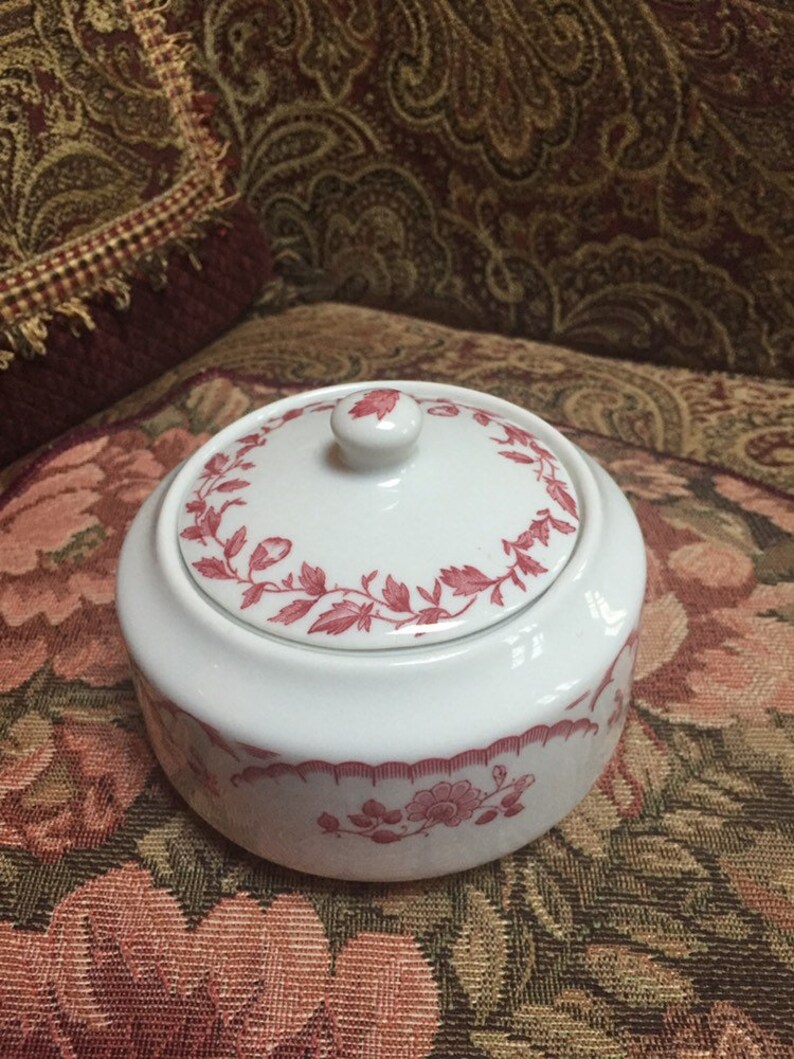 White /& Red Shenango China Sugar Bowl