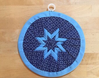 Quilted Folded Star Potholder - Shades of Blue