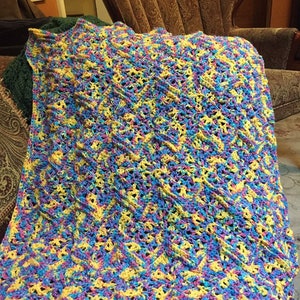 Hand Crocheted Colorful Baby Afghan: Ombré Acrylic Lap Blanket