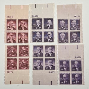 6 United States Plate Blocks of Famous Americans- 4 Cent Denomination