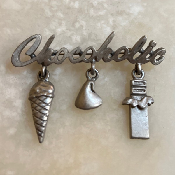 Spoontiques Pewter Chocoholic Pin -  Chocolate Lovers Pewter Brooch