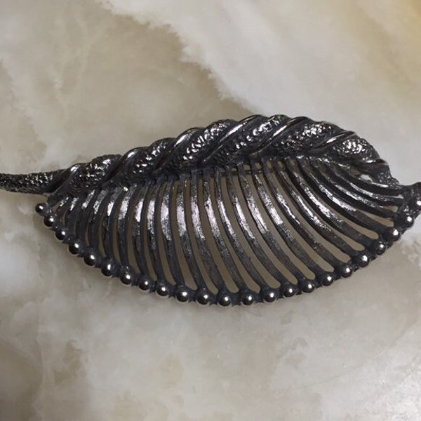 Marboux Silver Tone Leaf Brooch - Marcel Boucher Leaf Pin