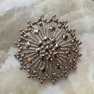 Monet Large Silver Tone Openwork Brooch