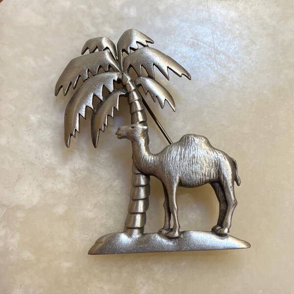 JJ Jonette Pewter Camel Brooch