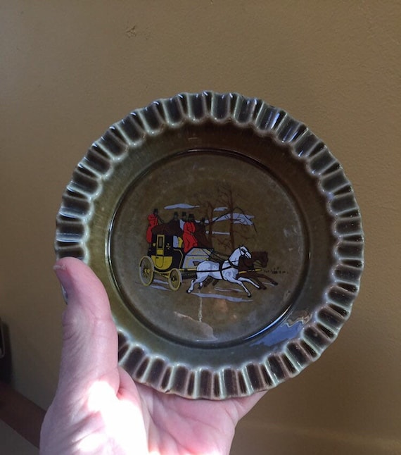 Irish Porcelain Wade Pottery Bowl Dish Transferware Jaunting Car