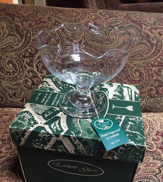 Eamon Glass Willow Candle Dish Irish Glass Candle Dish Etsy