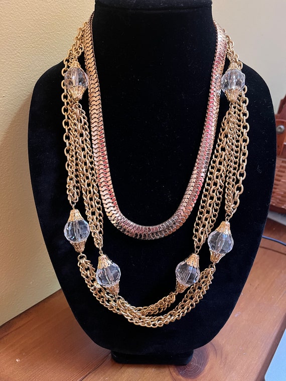 2 Gold Tone Unsigned Necklaces